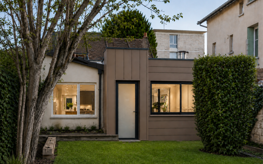studioSCOP-Corbeil essonnes-extension maison patio-Extension VMZinc Pigmento